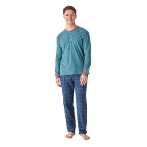 Langarm-Rundhals-Baumwollpyjama für Herren JJB12