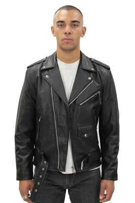 Schwarze Brando-Jacke aus Rindsleder für Herren – Venedig