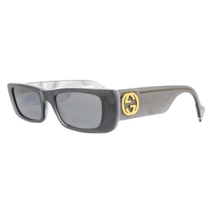Gucci Rectangle Damen Grau Silber Sonnenbrille