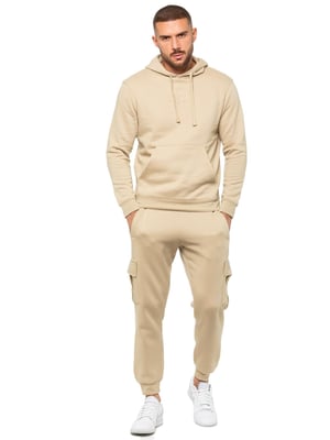 Enzo | Herren Pullover Hoodie Trainingsanzug Set - Stein