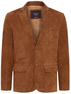 Herren Slim Fit Italienischer Blazer aus Ziegenwildleder in Hellbraun - Somero