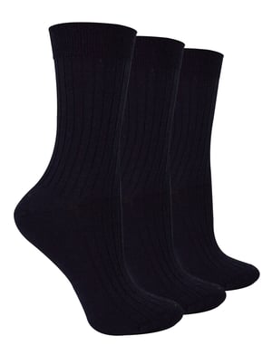 3 Paar Damen Original Merinowollsocken | Steven | Atmungsaktive dicke warme Stiefelsocken - Schwarz