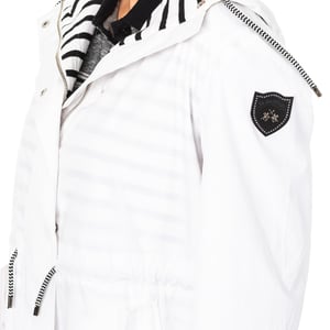 Langärmelige Damenjacke mit fester Kapuze und verstellbarem Kordelzug LWO002