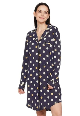 Marks and Spencer Damen Nachthemd aus reiner Baumwolle in Navy