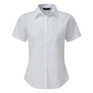 Premier Damen Kurzarm Popeline Bluse / Arbeitshemd (Weiß)