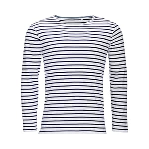 SOLS Mens Marine Long Sleeve Stripe T-Shirt (Weiß/Marine)