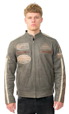 Herren Racing Leder Bikerjacke-Portland