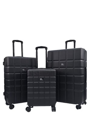 Schwarzes Hartschalen-Klassiker-Kofferset mit 8 Rädern, Handgepäck, Reisetasche