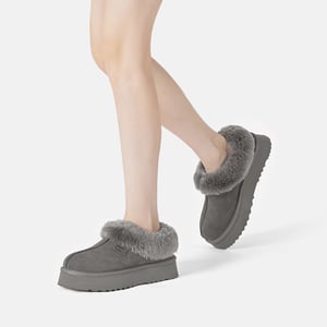 EVER AU Damen Leder Hausschuhe - Topknot