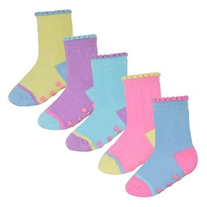 Rutschfeste Baby Mädchen Fersen- und Zehensocken | 10 Paar Multipack | Niedliche und weiche Kleinkindersocken mit Griffen - Style 1