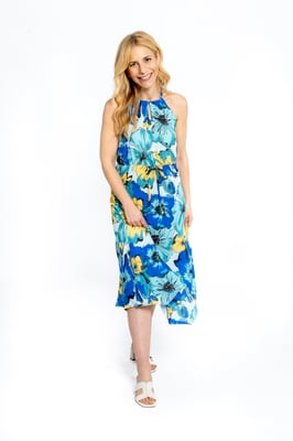Tia Geblümtes Kleid mit Rollkragen