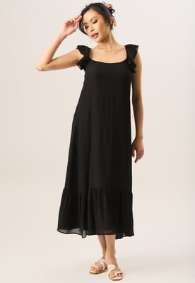 Rüschen-Maxikleid mit kurzen Ärmeln