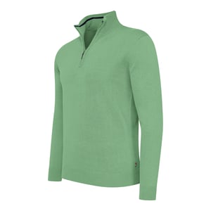 Cappuccino Italia Bergamo Zip Pullover für Herren. Der Pullover besteht aus 50% Baumwolle und 50% Polyester und hat eine normale Passform. Der Pullover hat einen Stehkragen, der je nach Geschmack mit einem Reißverschluss geöffnet oder geschlossen werden kann.  Marke: Cappuccino ItaliaModellname: Bergamo Zip Pullover (mit Hemdkragen)Kategorie: Pullover für HerrenMaterialien: Baumwolle, AcrylFarbe: grün, weiß