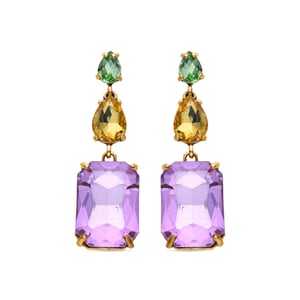 Luxenter Purpurkristall-Ohrringe aus 18k Gelbgold - Phiaqua