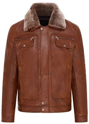 Hellbraune Trucker-Hemd-Lederjacke für Herren - Tornio