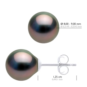 Ohrringe aus Silber 925 und echten Tahiti-Zuchtperlen, oval 8-9 mm