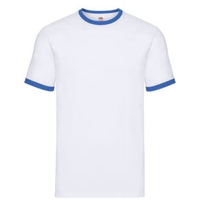 Fruit of the Loom - T-Shirt Ringer-Stil für Herren/Damen Unisex (Weiß/Königsblau)