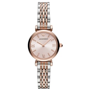 Emporio Armani AR11223 Rosa Zifferblatt zwei Töne Damenuhr