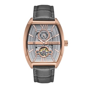 Montre automatique Heritor Masterson semi-squelette avec bracelet en cuir
