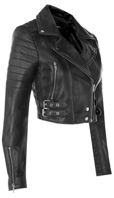 Damen Brando Kurze Lederjacke-Longtown