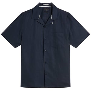 Ted Baker Wesland Leinen Herren Navy Shirt