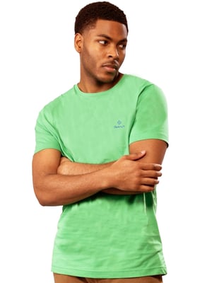 Gant | Herren T-Shirt mit Rundhalsausschnitt Kontrast Logo - Grün