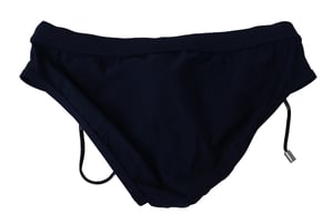 Dolce & Gabbana Men's Blue Logo Beachwear Briefs Nylon Stretch Swimwear