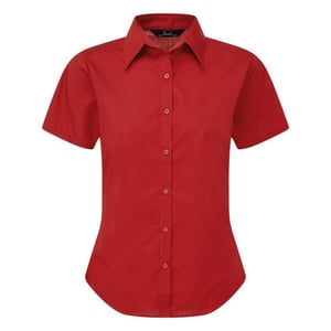 Premier Damen Kurzarm Popeline Bluse / Arbeitshemd (Rot)