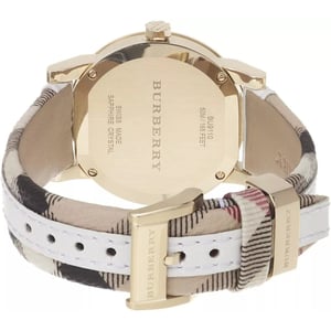 Burberry BU9110 Leder Weiß Großes Karo Damenuhr