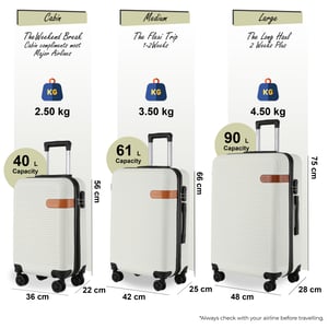 Hartschalen-Kabinenkoffer-Set in Creme, robustes ABS, leichtes Reisegepäck, Urlaubstasche