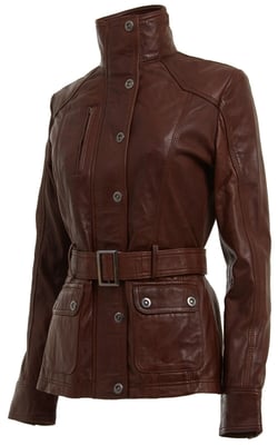 Damen-Bikerjacke im Military-Stil aus Leder – Middleton