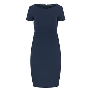Tailliertes marineblaues Kleid mit Flügelärmeln Punto