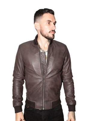 Herren-Bomberjacke im Retro-Uni-Stil aus Leder – Pretoria