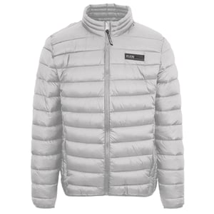 Plein Sport Patch Logo Dunne wattierte graue Jacke