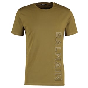 Balmain-T-Shirt mit Relief-Logo in Khaki