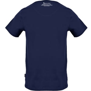 Marineblaues Aquascutum T-Shirt mit grossem Schild und Aldis-Logo