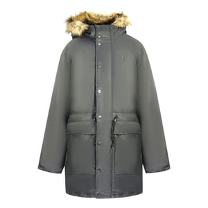 Fred Perry gepolsterte gewachste Baumwolle mit Kapuze Schwarz Parka Jacke