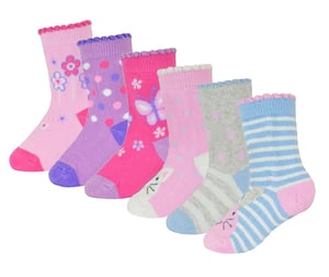 6 Paar Baby Mädchen Schmetterling Design Socken | Socken Snob | Weiche bequeme Tier Socken für Kleinkinder - Tier