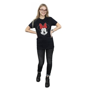 Disney Damen/Damen Minnie Mouse Head Baumwolle Boyfriend T-Shirt (Schwarz)