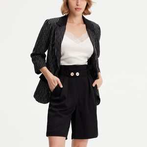 Bermudashorts mit hoher Taille und Falten