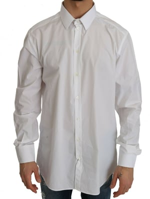 Dolce & Gabbana Weißes 100% Baumwolle GOLD Slim Hemd für Herren