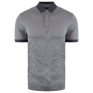 Emporio Armani gemusterte Herren hellgrau/schwarzes Poloshirt