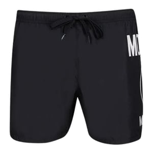 Schwarze Badeshorts mit großem rundem Milano-Logo von Moschino