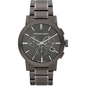 Burberry BU9354 Herrenuhr mit grauem Karo und Ionenplattierung aus Edelstahl