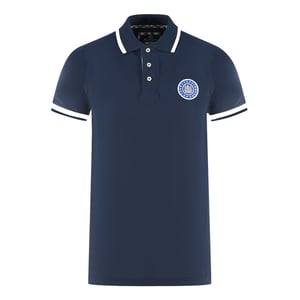 Aquascutum London Gesticktes Abzeichen Marineblaues Poloshirt