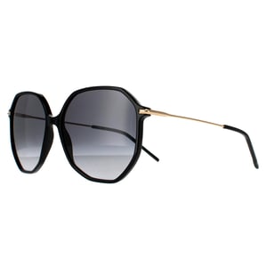 Hugo Boss Round Womens Schwarz Gold Dunkel Grau Gradient Sonnenbrille