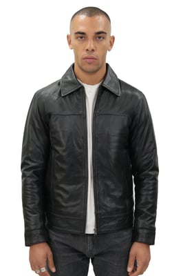 Herren Leder Harrington Jacke-Shanghai