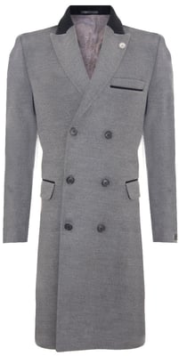 Herren 3/4 langer zweireihiger grauer Crombie-Mantel aus Wollmantel Peaky Blinders