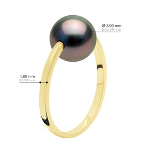 Armreifring – Gelbgold – echte Tahiti-Zuchtperle, rund, 8–9 mm