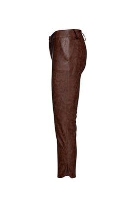 Schokoladenbraune Moiré-Kunstleder 7/8-Hose